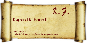 Kupcsik Fanni névjegykártya